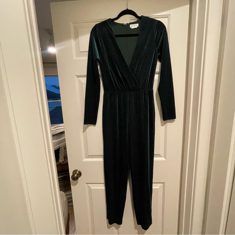 Lovers + Friends Dark Green Velvet Jumpsuit
